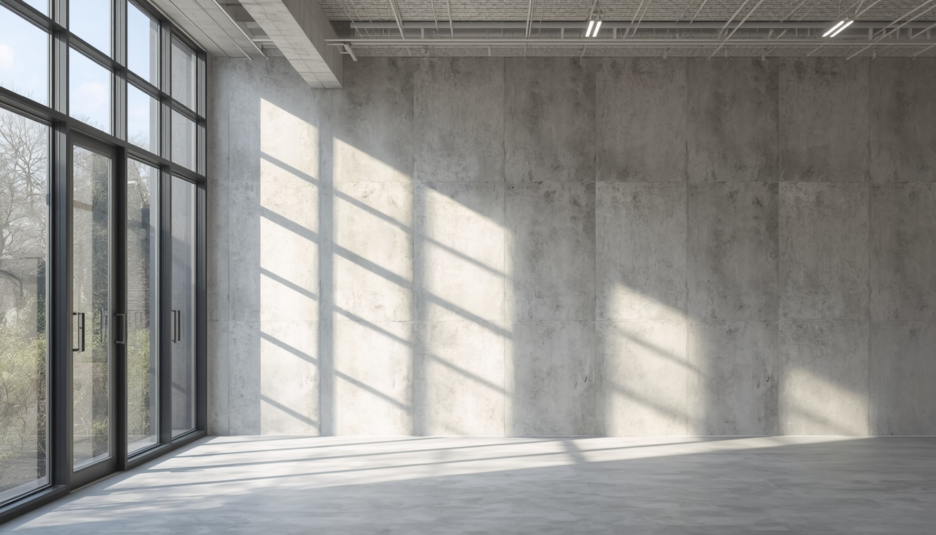 Bare concrete partition wall before drylining